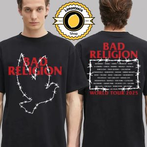 Bad Religion World Tour 2025 Merch Tee Barbed Dove Schedule Two Sided Unisex T-Shirt