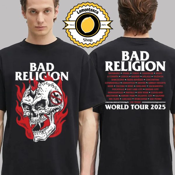 Bad Religion World Tour 2025 Merch Tee Head Wound Schedule Two Sided Unisex T-Shirt