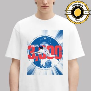 Clayton Kershaw Los Angeles Dodgers Reach 3000 Strikeouts MLB 2025 Unisex T-Shirt