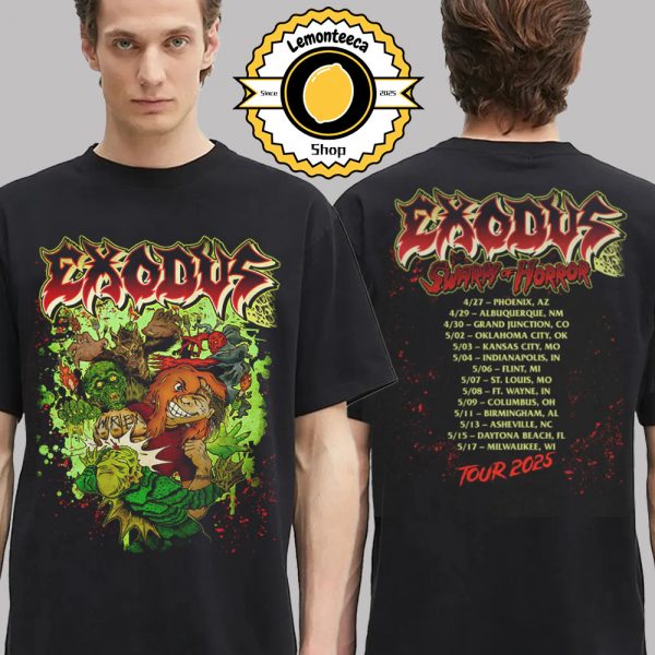 Exodus Limited Tee Swarm Of Horror Wrex Tour 2025 Schedule Two Sided Unisex T-Shirt