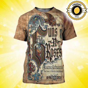 Guns N Roses Event Poster At Dariaus Ir Gireno Stadionas In Kaunas Lithuania On July 10 2025 All Over Print Shirt
