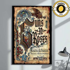Guns N Roses Event Poster At Dariaus Ir Gireno Stadionas In Kaunas Lithuania On July 10 2025 Home Decor Poster Canvas