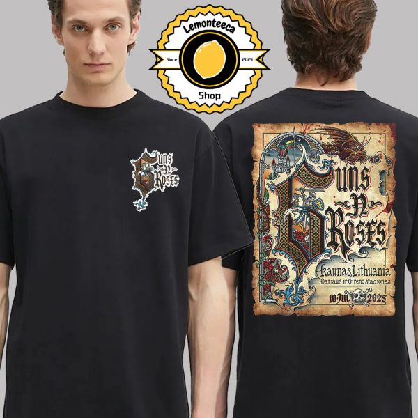 Guns N Roses Event Poster At Dariaus Ir Gireno Stadionas In Kaunas Lithuania On July 10 2025 Two Side Unisex T-Shirt