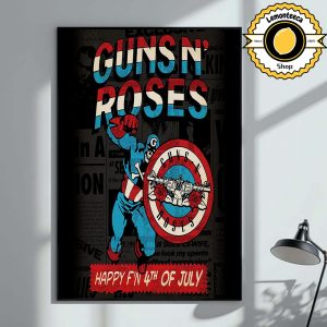Guns N Roses Happy F’n 4th Of July Independence Day 2025 The Captain American Skull Artwork Home Decor Poster Canvas