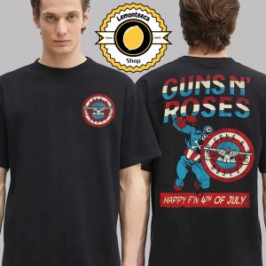 Guns N Roses Happy F’n 4th Of July Independence Day 2025 The Captain American Skull Artwork Two Sided Unisex T-Shirt