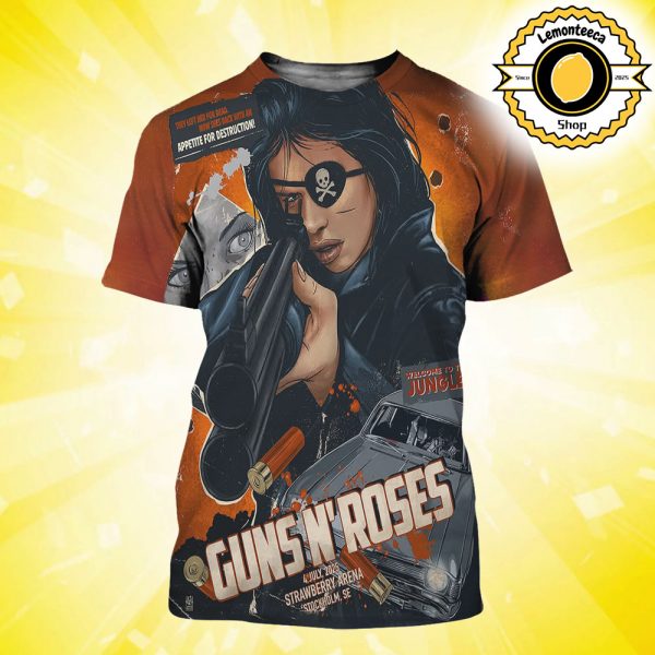 Guns N Roses Tonight Poster At Strawberry Arena In Stockholm SE On July 4th 2025 Welcome To The Jungle All Over Print Shirt