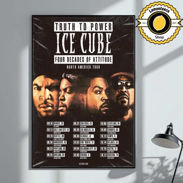 Ice Cube Event Poster Truth to Power Four Decades North America Tour 2025 Dates Lits Home Decor Poster Canvas