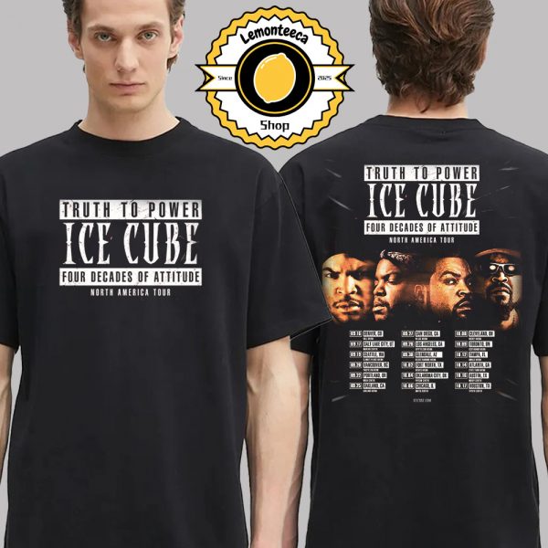 Ice Cube Event Poster Truth to Power Four Decades North America Tour 2025 Dates Lits Two Sided Unisex T-Shirt