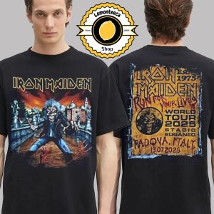 Iron Maiden Run For Your Lives World Tour 2025 At Stadio Euganeo In Padova Italy On July 13 2025 Two Sided Unisex T-Shirt