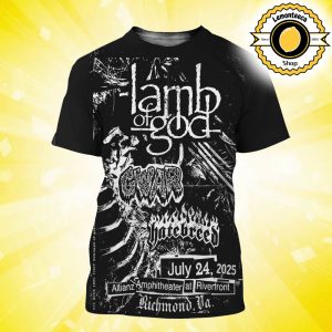 Lamb Of God With Gwar And Hatebreed Event Poster Allianz Amphitheater At Riverfront In Richmond VA On July 24 2025 All Over Print Shirt