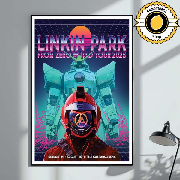 Linkin Park From Zero Detroit 2025 Merch Poster At Little Caesars Arena In Detroit MI On August 14 2025 World Tour Home Decor Poster Canvas