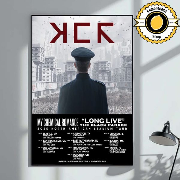 My Chemical Romance 2025 North American Stadium Tour Exclusive Poster Long Live The Black Parade Schedule Home Decor Poster Canvas