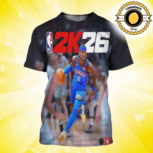 NBA 2K26 Cover Athlete Shai Gilgeous-Alexander OKC Thunder All Over Print Shirt