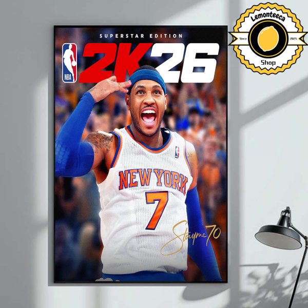 NBA 2K26 Superstar Edition Cover Carmelo Anthony New York Knicks Home Decor Poster Canvas