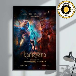 New Poster For Namit Malhotra’s Ramayana Immortal Story Of Rama Vs Ravana Part 1 On Diwali 2026 And Part 2 On Diwali 2027 Home Decor Poster Canvas
