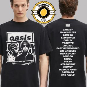 Oasis Live 25 Cut Out Photo Tour 2025 Schedule Two Sided Unisex T-Shirt