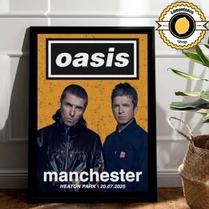 Oasis Live 25 Official Poster For Manchester England At Heaton Park On July 16th 2025 Home Decor Poster Canvas
