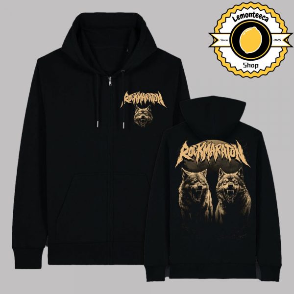 Rockmaraton Festival 2025 Merch Hoodie Two Wolves At Szalki-sziget In Dunaújváros Hungary On July 2-5 2025 Unisex Zip Hoodie