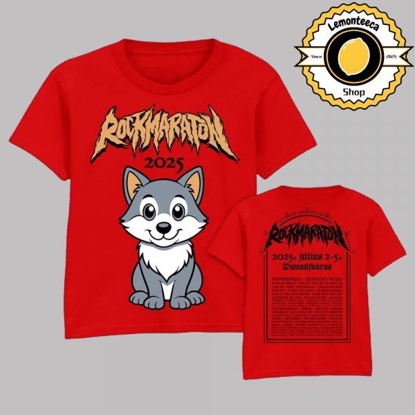 Rockmaraton Festival 2025 Merch Tee Little Wolf Red At Szalki-sziget In Dunaújváros Hungary On July 2-5 2025 Two Sided Unisex T-Shirt