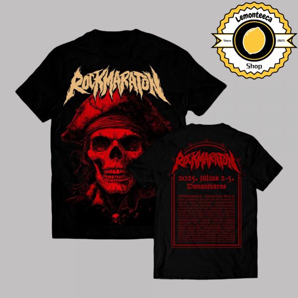 Rockmaraton Festival 2025 Merch Tee Pirate Skull At Szalki-sziget In Dunaújváros Hungary On July 2-5 2025 Two Sided Unisex T-Shirt