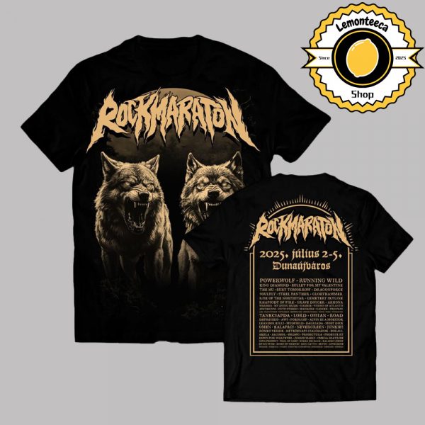 Rockmaraton Festival 2025 Merch Tee Two Wolves At Szalki-sziget In Dunaújváros Hungary On July 2-5 2025 Two Sided Unisex T-Shirt