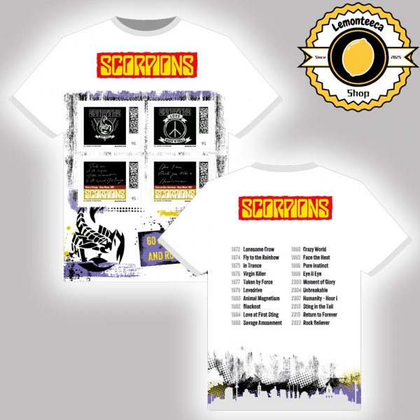 Scorpions European Tour 2025 Celebrating 60 Year Of Rock 2025 Briefmarken Set Scorpions White All Over Print Shirt