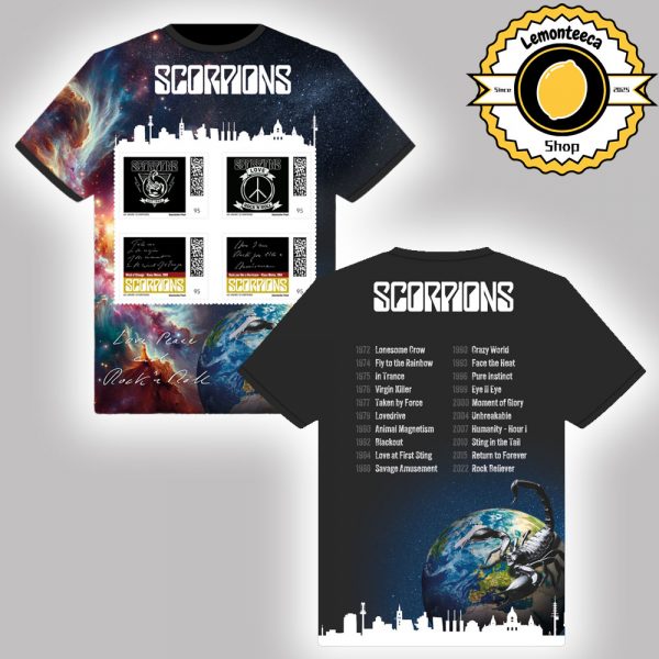 Scorpions European Tour 2025 Celebrating 60 Year Of Rock 2025 Stamp Set Briefmarken-Set Scorpions Universe All Over Print Shirt