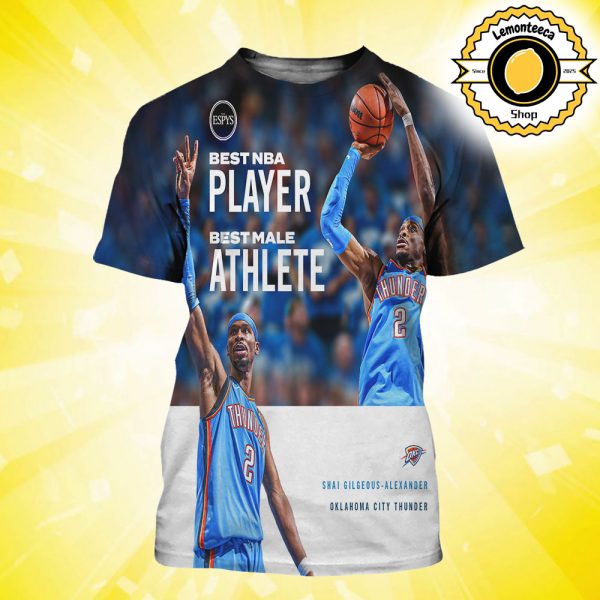 Shai Gilgeous Alexander Oklahoma City Thunder Win ESPYS Best Male Athlete And NBA Player Of The Year Awards 2025 All Over Print Shirt