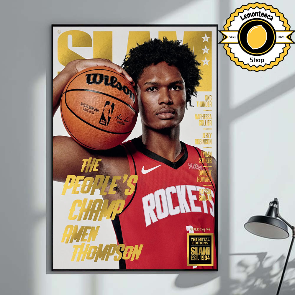 Slam 257 Cover Gold Metal Poster Amen Thompson Houston Rockets The People Champ NBA 2025 Home Decor Poster Canvas
