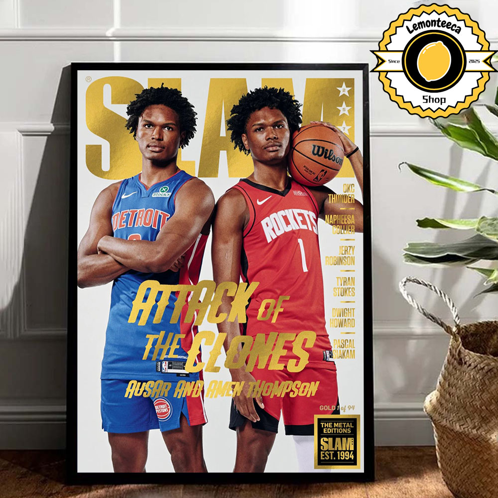 Slam 257 Cover Gold Metal Poster Ausar Thompson And Amen Thompson Attack Of The Clones NBA 2025 House Decor Poster Canvas