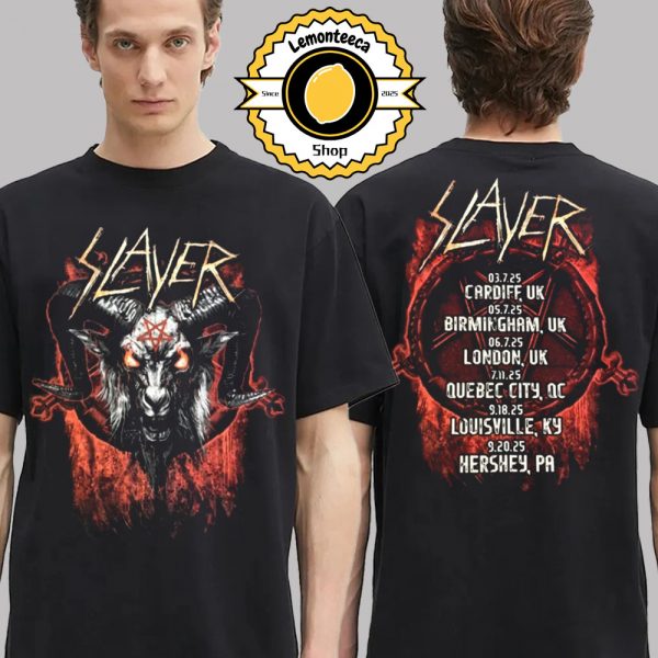 Slayer Quebec Summer Festival 2025 Merch Tee Back To The Beginning Tour 2025 Schedule Two Sided Unisex T-Shirt