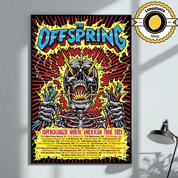 The Offspring Supercharged Worldwide North American Tour 2025 Date List Schedule Home Decor Poster Canvas