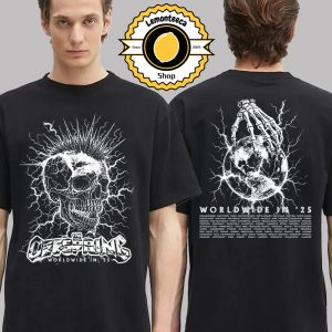 The Offspring Supercharged Worldwide North American Tour 2025 Merch Tee Mohawk Skull 2025 Tour Two Sided Unisex T-Shirt