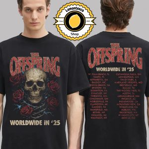The Offspring Supercharged Worldwide North American Tour 2025 Merch Tee Rose Skull 2025 Tour Two Sided Unisex T-Shirt