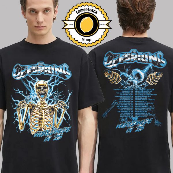 The Offspring Supercharged Worldwide North American Tour 2025 Merch Tee Spark Plug Skeleton 2025 Tour Two Sided Unisex T-Shirt