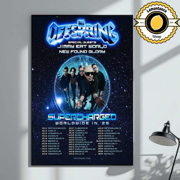 The Offspring Supercharged Worldwide North American Tour 2025 Schedule Home Decor Poster Canvas