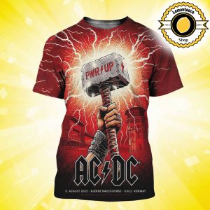 ACDC PWR UP Tour 2025 Poster For Oslo Norway At Bjerke Racecourse On August 5 2025 All Over Print Shirt