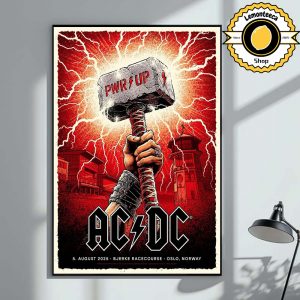 ACDC PWR UP Tour 2025 Poster For Oslo Norway At Bjerke Racecourse On August 5 2025 Home Decor Poster Canvas