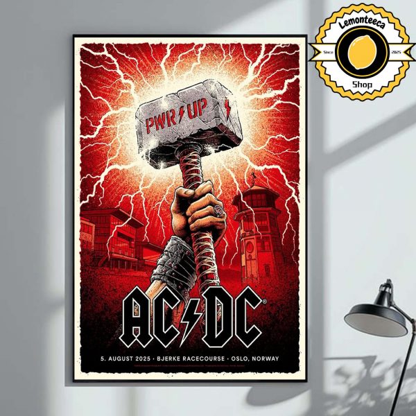 ACDC PWR UP Tour 2025 Poster For Oslo Norway At Bjerke Racecourse On August 5 2025 Home Decor Poster Canvas